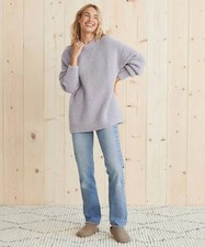 Jenni Kayne Alpaca Wool Blend Boucle Cocoon Crewneck Sweater in Frost Size XS