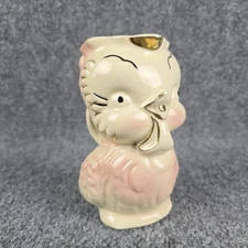 1940s-50s American Bisque Chick Pitcher Creamer Pottery Gold Trim Vintage Chip