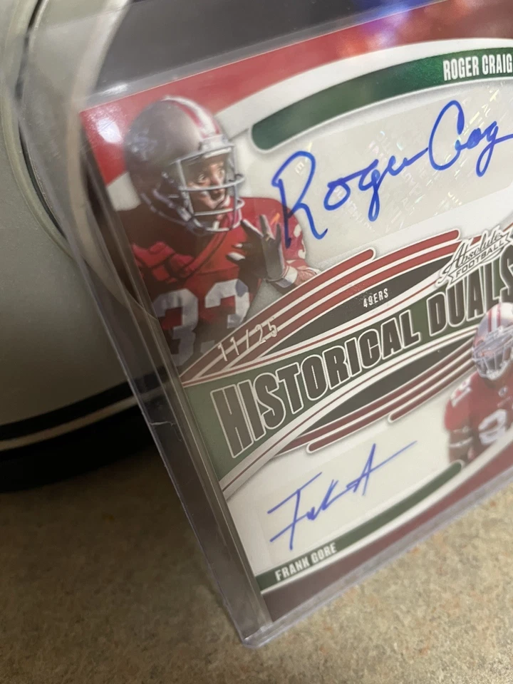 2025 PANINI ABSOLUTE HISTORICAL DUALS ROGER CRAIG FRANK GORE AUTO 11/25 49ers - Image 3 of 3