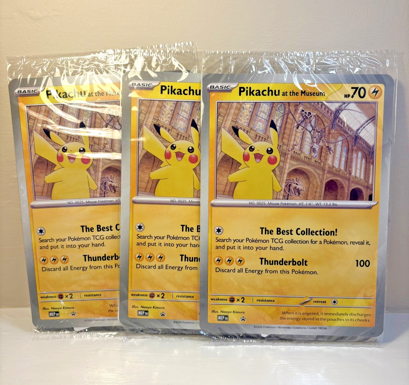 3 x Pokémon TCG Pikachu At The Museum Promo Card UK Exclusive BUNDLE (Sealed)