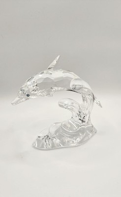Swarovski Signed Dolphin On a Wave Figurine 190365, Original Packaging