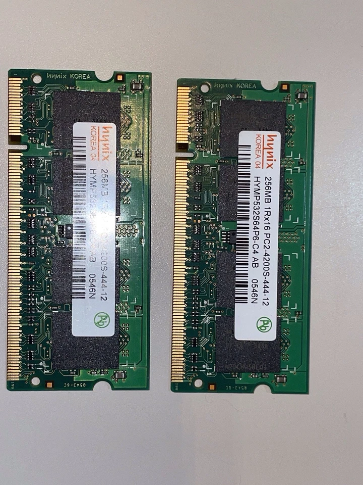 Hynix Laptop Memory (2 X 256MB) 1RX16 PC2-4200S-444-12 SODIMM (Total 512MB) - Image 2 of 4
