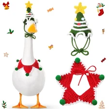 Christmas Porch Goose Outfits for 23"/17'' Statue Xmas Hat Lawn Plastic Cemen