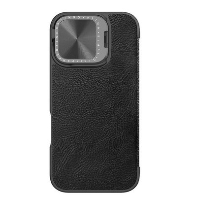 NILLKIN Qin Prop Flip Leder Hülle Schwarz für iPhone 16 mit Kameraschutz