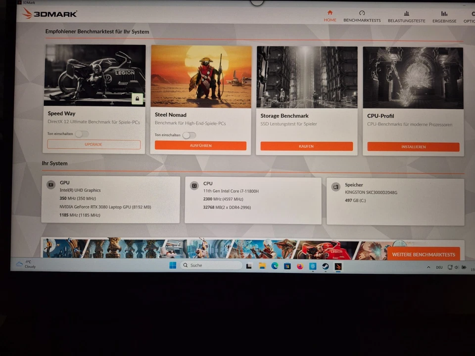MSI GP66 UH11-414, i7-11800H, RTX 3080 (140W), 32GB RAM, 2TB NVMe SSD, Win11 Pro - Bild 4 von 4