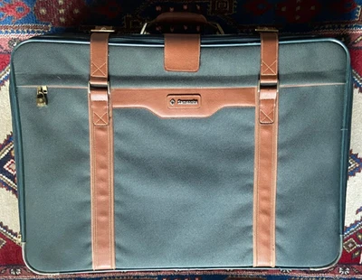 Samsonite Soft-Reisekoffer Grün, Braunes Leder, Rollen, Klappgriff 60x80 cm - Bild 1 von 4