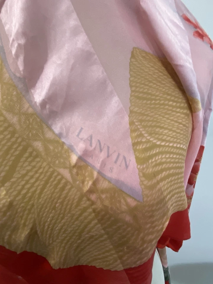 Mantón de seda multicolor floral Lanvin S50# 55/51 pulgadas hecho en Italia Foto 2 de 4