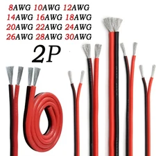 Twin 2 Core Cable Tinned Copper Strand Cable Soft Silicone Wire 2x 8AWG to 30AWG