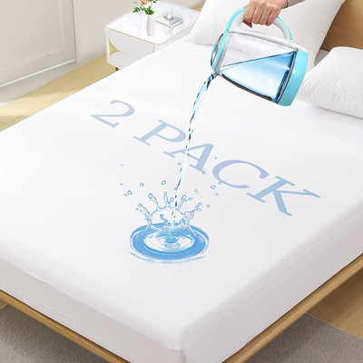 2 Pack Twin Size Premium Waterproof Mattress Protector, Soft Breathable Mattress