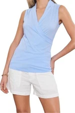 VELVET By Graham &Spencer Adelise Gauzy Whisper Fitted Wrap Tank Chill S $67 H8