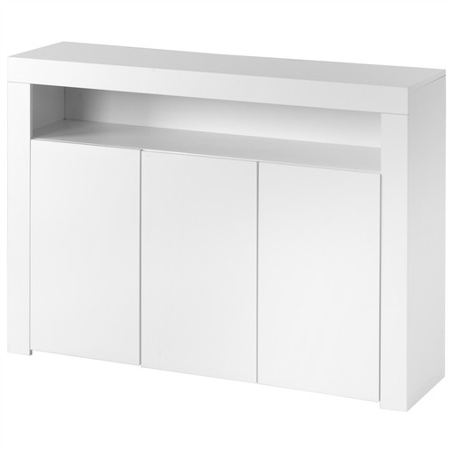 Sideboard mit LED-Leuchten Kommode Wohnzimmer Schrank Anrichte Weiß Hochglanz - Bild 8 von 10