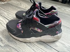 Nike Girls Huarache Run Print 704948-003 Black Running Shoes Sneakers Size 5Y