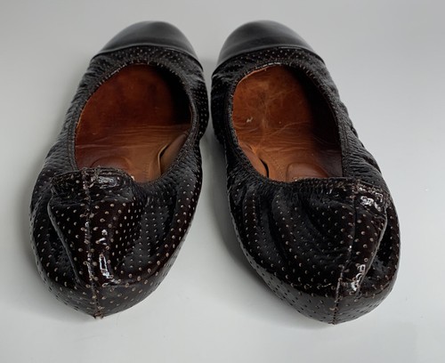 LANVIN Paris Leather Cap-Toe Ballet Flats SZ 37 - Picture 5 of 11
