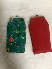 Vintage Pair of Coin Purse Reading Glasses Kiss Snap Cases Cotton  Felt Lot