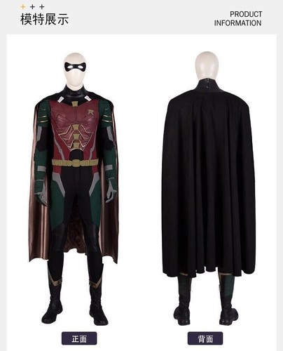 Robin Herren Cosplay Kostüm Dick Grayson Outfit mit Brustplatte Cape komplettes Set - Bild 15 von 25