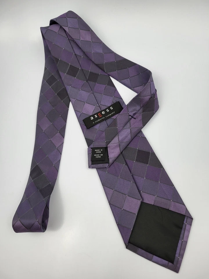 Corbata de seda Axcess púrpura gris geométrica para hombre 58 x 3,25 Foto 4 de 4