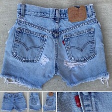 Vintage Levis 517 Cut Offs Jeans Shorts Thrashed Distressed 5 JR 27.5 Waist