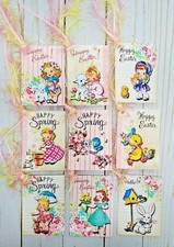 9 Retro Style Easter Handmade Gift Tags Scrapbooking Parties Crafts Journals