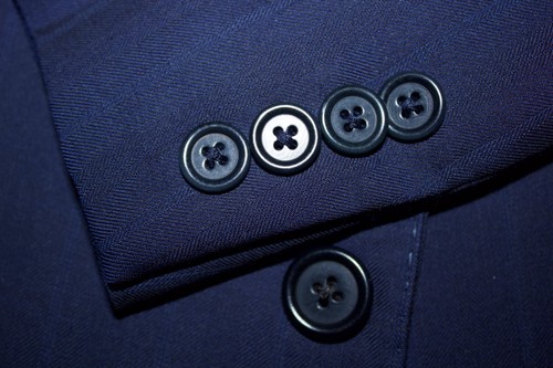 Ermenegildo Zegna Herringbone Mens Sport Coat Blazer Navy Blue Jacket Size 48-L - Picture 4 of 7