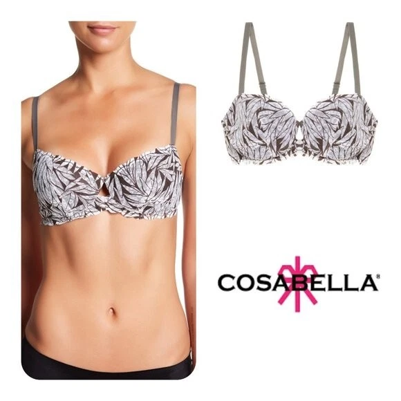 🆕️COSABELLA Sweet Treats Underwire BRA 34B Cheetah Italy Padded Green White - Image 2 of 4