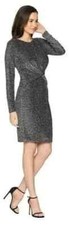 NWT MICHAEL KORS STRETCH Black Metallic Silver Fancy Dress Size XL