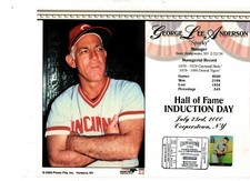 SPARKY ANDERSON 2000 BASEBALL HALL OF FAME INDUCTION DAY CARD w/POST OFFICE FDC