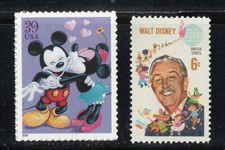  MICKEY MOUSE , MINNIE + WALT DISNEY * US POSTAGE STAMP MINT