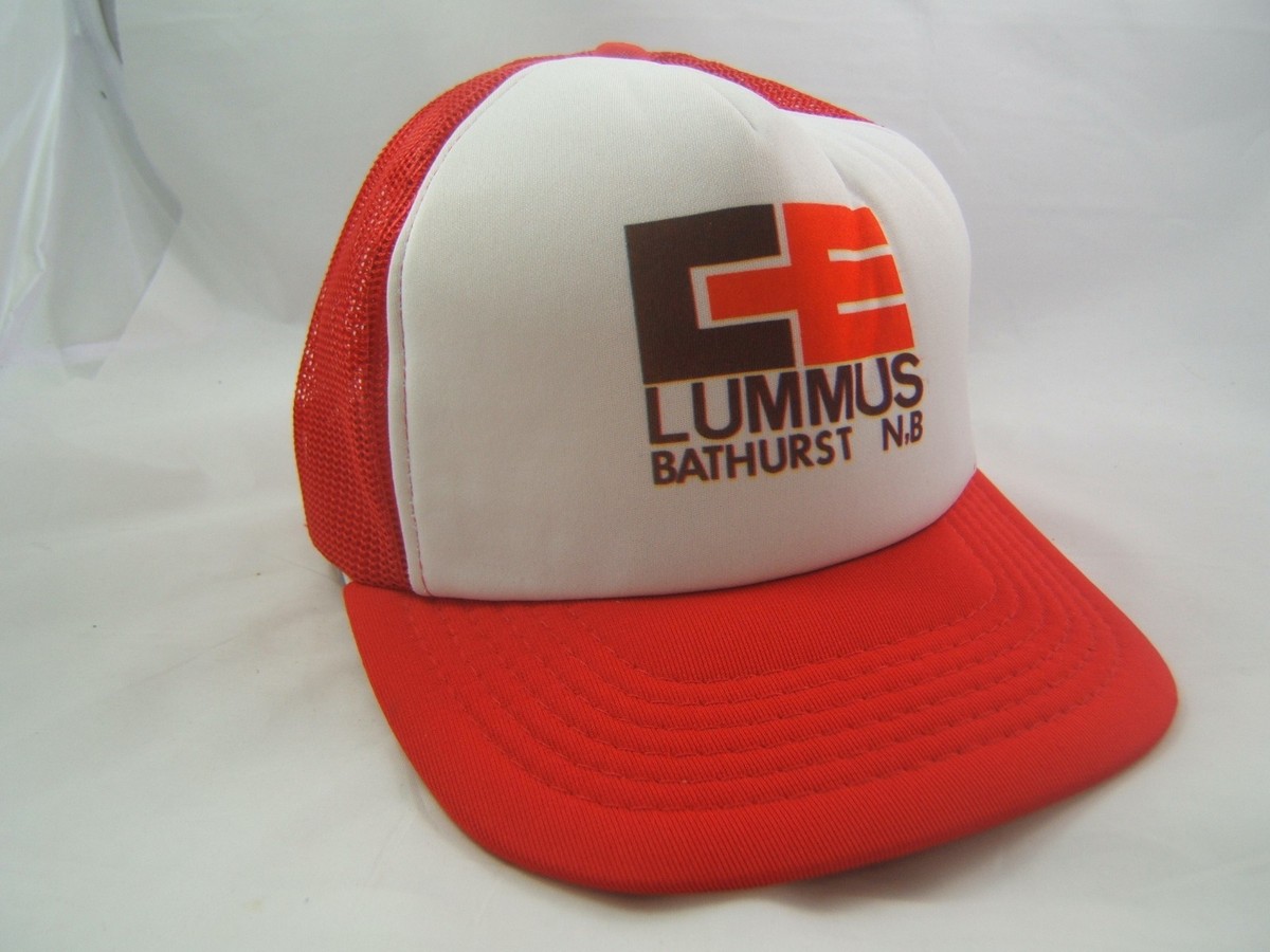 Vintage CE Lummus Bathurst NB Hat Red White Snapback Trucker Cap