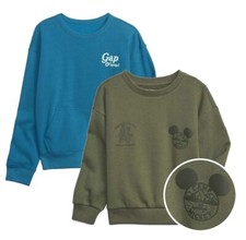Lot of 2 - GAP Boys Size 5 XS Sweatshirts Mickey Original Green Blue
