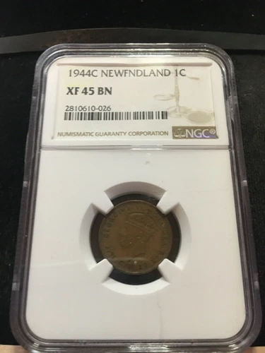 1944c NGC Graded Newfoundland  Small Cent 1¢**EF-45** Cert# 026