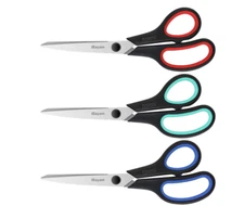 3-Pack 8" Heavy Duty Scissors with Ultra Sharp Blades and Comfort Grip