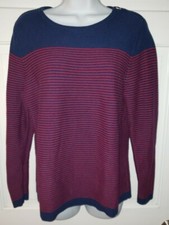 TALBOTS navy Blue Red Cotton Blend Tunic Pullover Sweater Lp L Petite