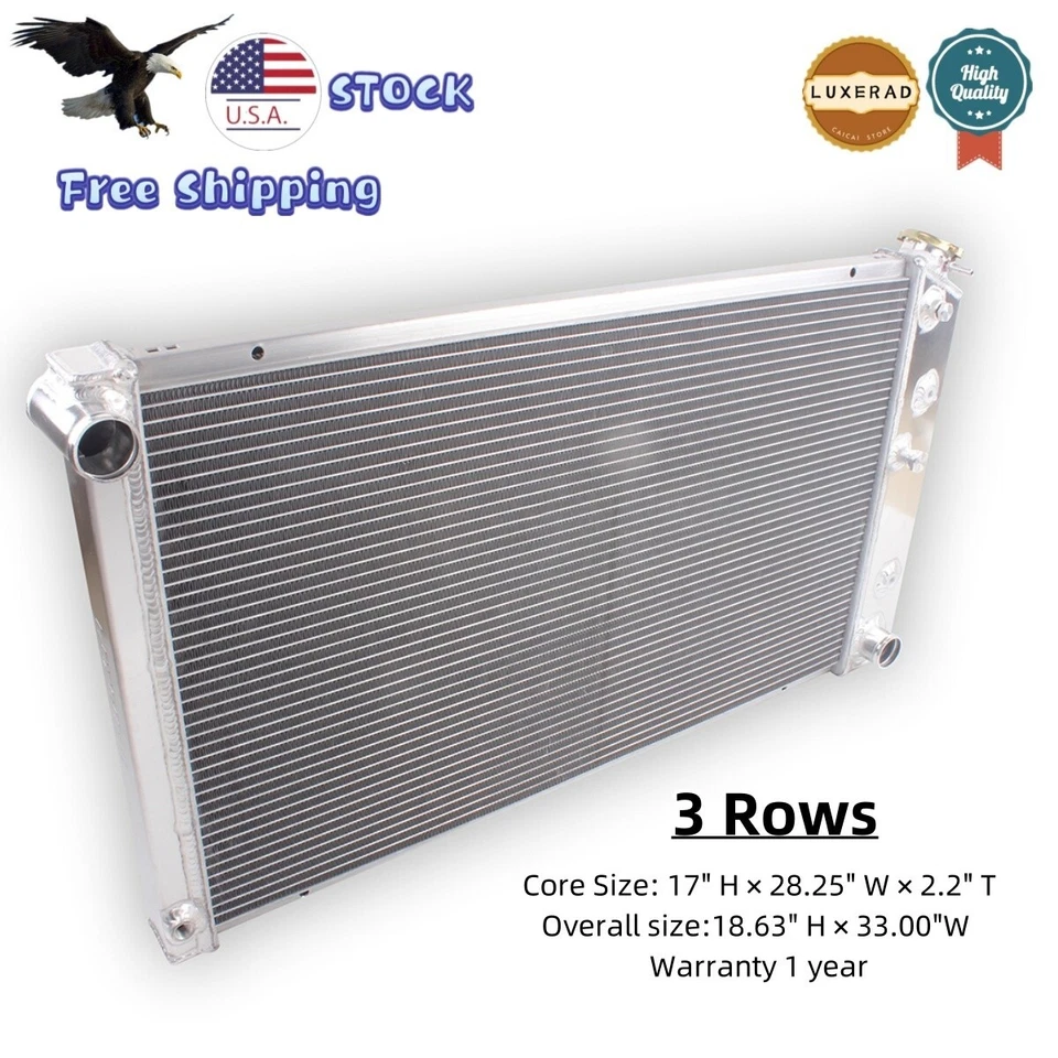 For Oldsmobile Delta 88 3-Row Full Aluminum Radiator 1968-1985 1970 1971 1972 #C Foto 3 de 4