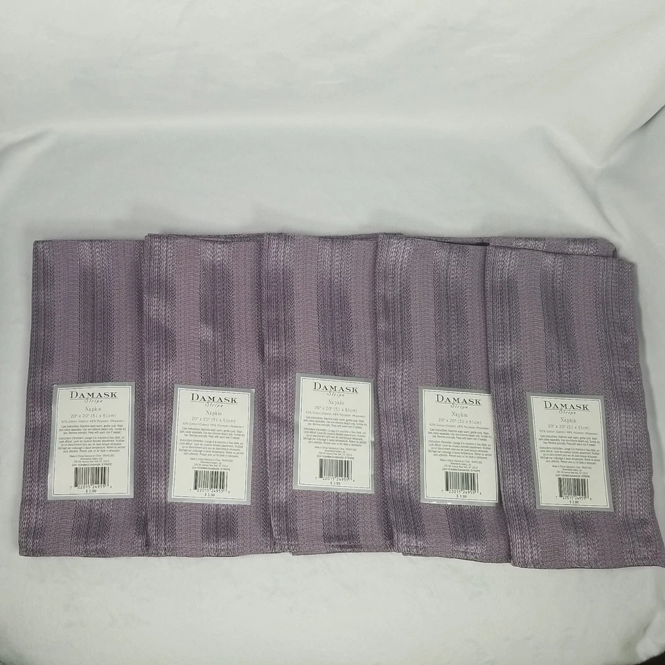 Дамаск полоски ужин салфетки фиолетовый полоски 20 «x 20» набор из 5 - Изображение 2 из 4