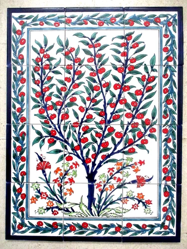 18" x 24" Hand Painted Ceramic tile art Mosaic mural Tree of Life BACKSPLASH