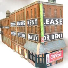 Downtown Deco 1055 HO Scale Front Street Flat Cast Hydrocal Building Kit