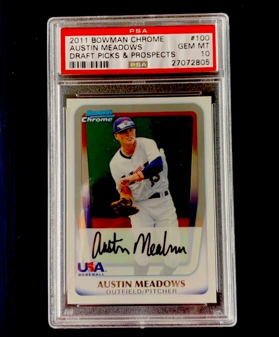 AUSTIN MEADOWS ROOKIE AUTO 2011 BOWMAN CHROME USA BASEBALL MLB PSA 10