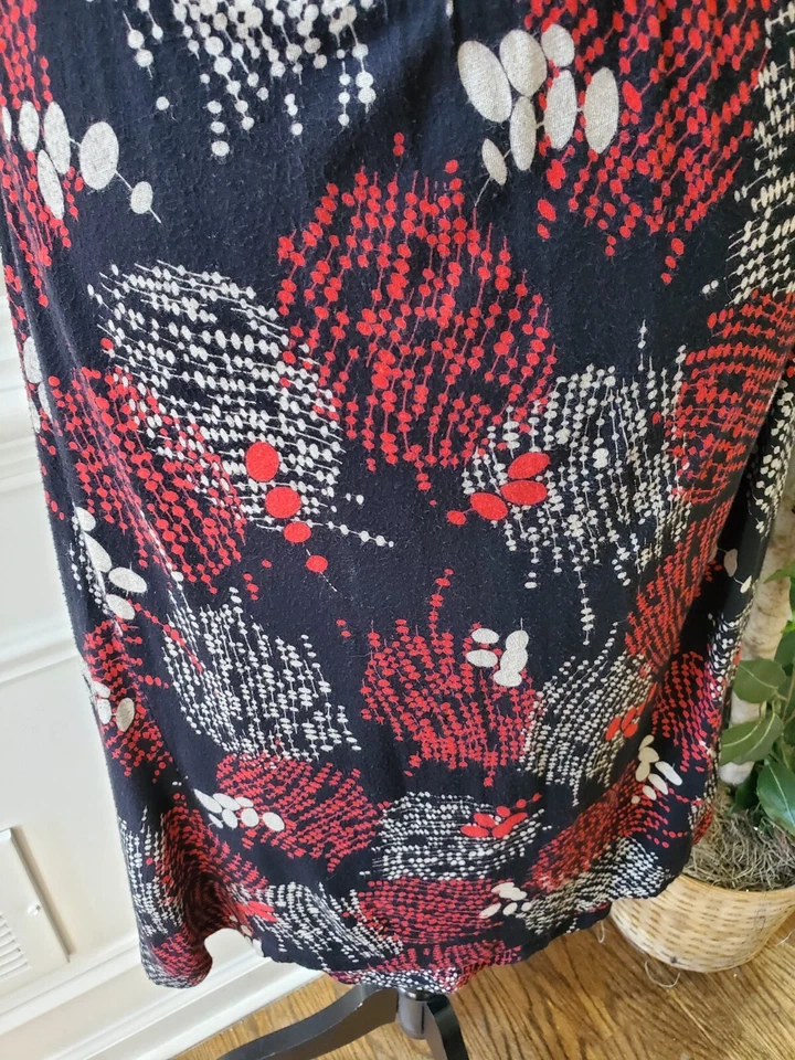 Vestido Lux Feminino Multicolorido Poliéster Decote V Manga Curta Comprimento do Joelho G - Imagem 4 de 4