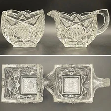 US Glass EAPG Creamer & Sugar Set No 15052 Made in USA