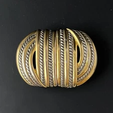 Douglas Paquette Belt Buckle Two Tone Gold Silver  Rope 2 Piece Interlocking Vtg
