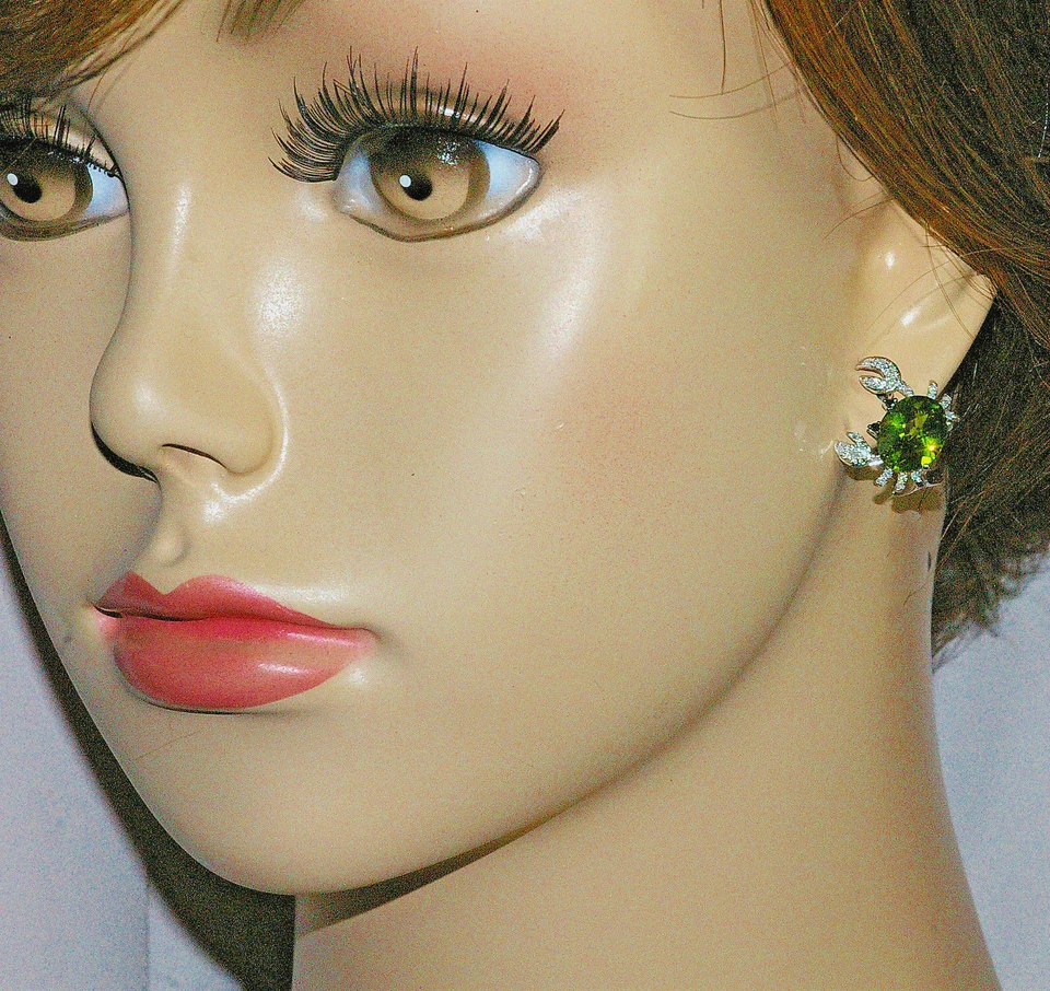 14k, PENDIENTES CANGREJO, PERODOTO, DIAMANTE, VIDA MARINA, ACUÁTICO, OMEGA CLIP POST, ANIMAL Foto 3 de 4