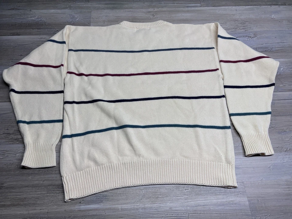 Suéter Tejido Eddie Bauer De Colección 100% Algodón Rayas Para Hombre Talla XL Náutico Años 90 Y2K Foto 2 de 4