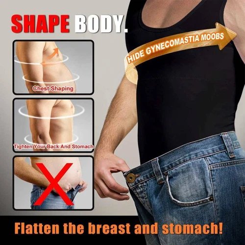 Camisa de compresión torácica ginecomastia para ocultar hombre boobs moobs moldeador hombres adelgazamiento - Imagen 6 de 27