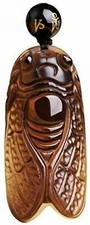 Natural Crystal Ice Obsidian cicada Necklace Amulet pendant bead with chain