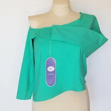 Diane Gilman DG2 Blouse Top NEW w/ Tags Aqua Turquoise Cold Shoulder Womens S