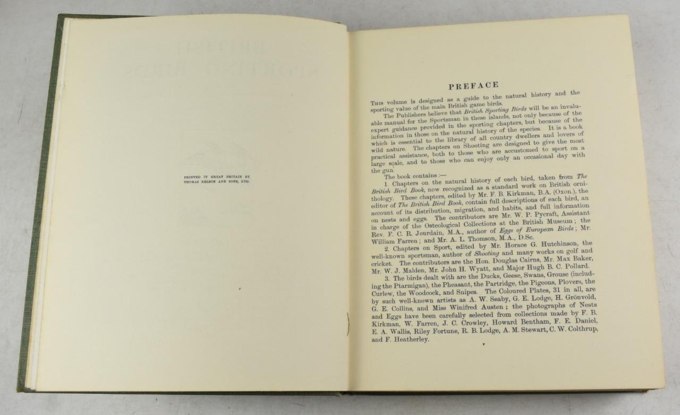 KIRKMAN / HUTCHINSON British Sporting Birds 1924 1st Jack COL PLTS