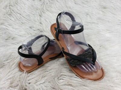 TOMS Black Leather Sandals Size 7