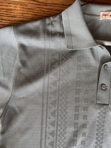 Vintage Short Sleeve Silk Large Shirt FUSHI Textured Knit 50’s 60’s Rockabilly - Picture 21 of 21