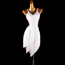 Latin Dance Dress Salsa Tango Cha cha Ballroom Rhinestone Competition Dress F549