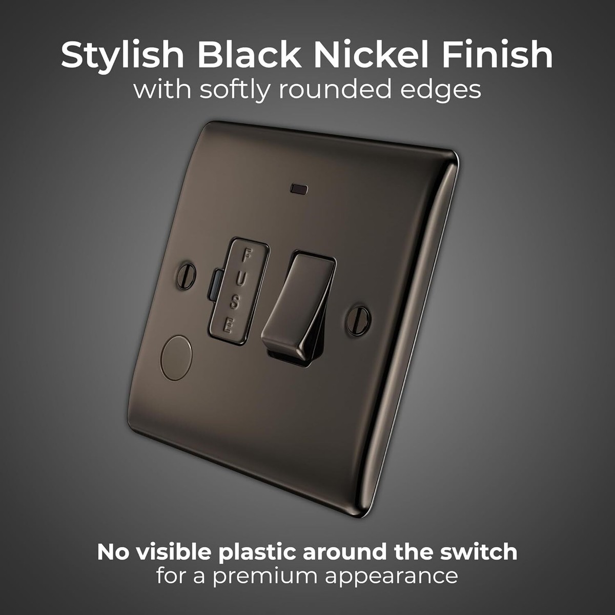 BG Nexus NBN53-01 Metal Switched Fused Spur With Flex Outlet & Neon In Black Nickel Nbn53 01 - Foto 4